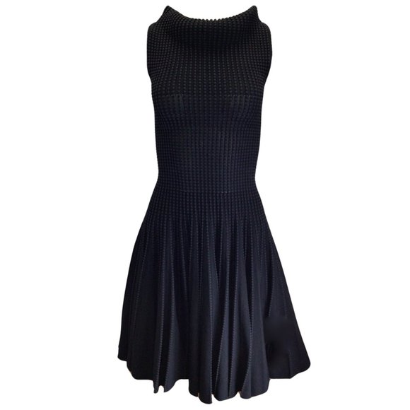 Alaia Dresses & Skirts - ALAIA BLACK PLEATED AND FLARED VISCOSE KNIT DRESS